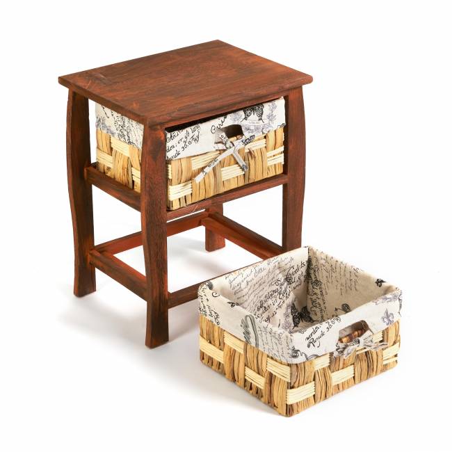 Тумба с 2 ящиками Secret De Maison BEL 2 ( mod. PE-10 ) дерево павловния, мдф, 39x30x46.5см, Brown (коричневый) ткань №HX21 Brown (коричневый) ткань №HX21 дерево павловния, мдф