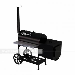 Гриль-Смокер казан XL, из стали толщиной 3 мм, печь справа, в термостойкой покраске