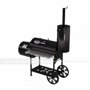Гриль-Смокер XXL, из стали толщиной 3 мм, с топкой слева, в термостойкой покраске