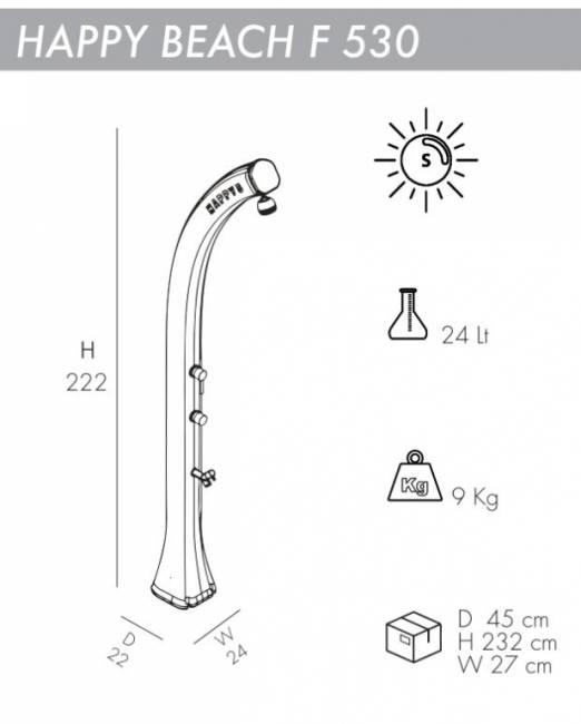 Душ солнечный Happy Beach F 530 антрацит 220х240х2220 мм Душ солнечный Happy Beach F 530 антрацит 220х240х2220 мм