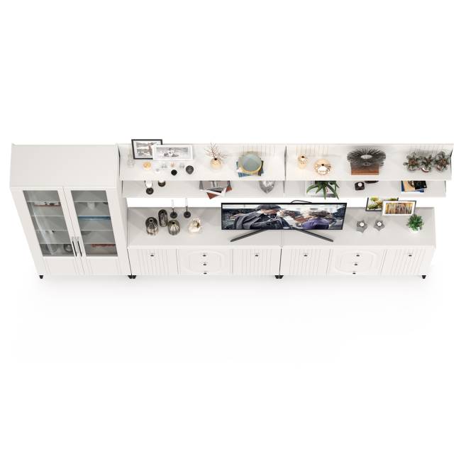 Стенка для гостиной Валенсия № 122 цвет белый шагрень