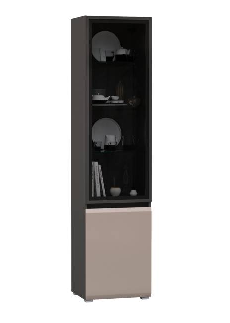 Шкаф-витрина Сидней 13.201 цвет антрацит/МДФ веллюто капучино