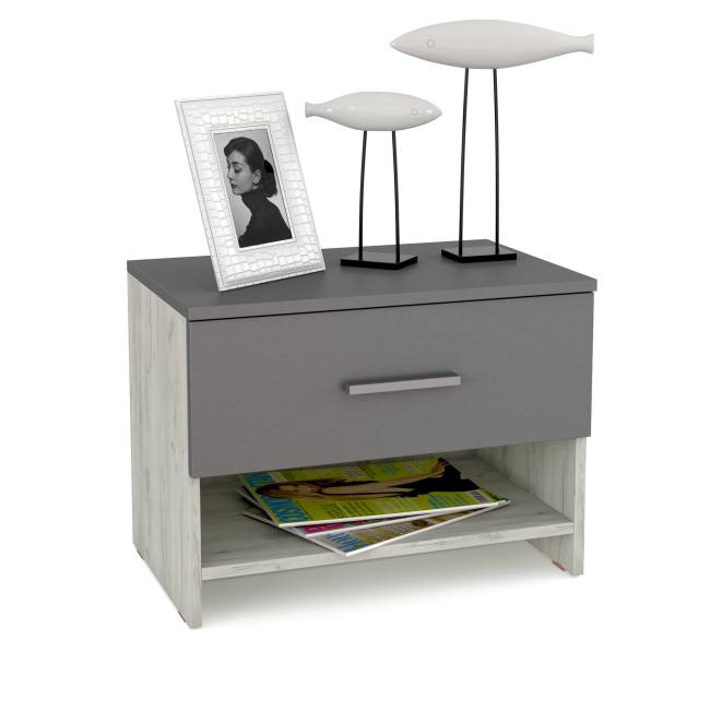 Юнона Тумба, цвет дуб белый/серый шифер