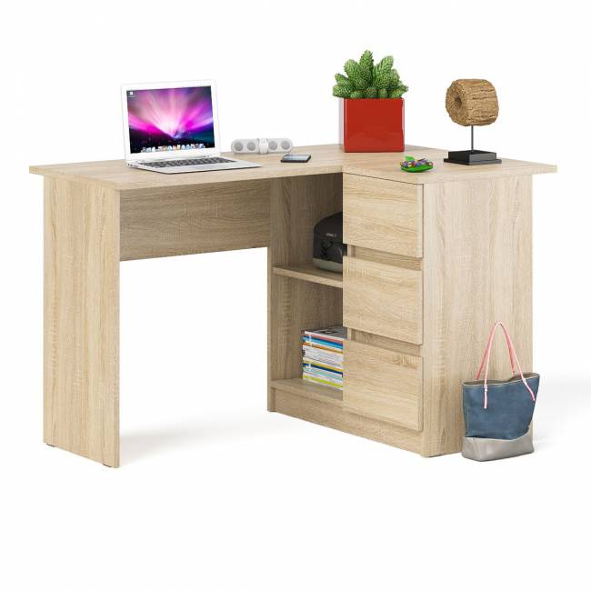 Угловой компьютерный стол Мори МС-16 правый цвет дуб сонома
