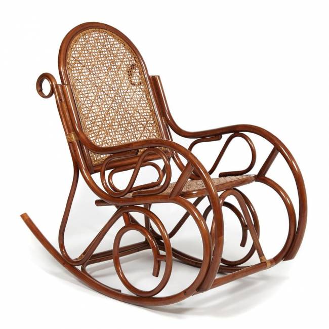 Кресло-качалка MILANO (разборная) / без подушки / ротанг top quality, 58x136x103 см, Pecan (орех) Pecan (орех) ротанг top quality