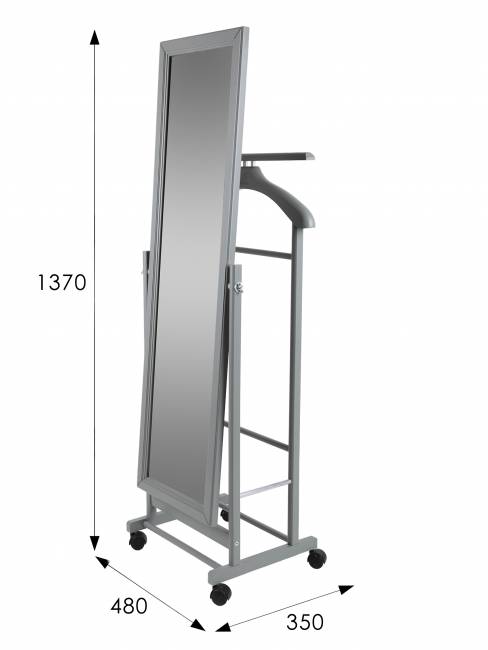 Вешалка костюмная с зеркалом на колесах В 24Н серый