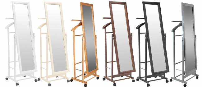 Вешалка костюмная с зеркалом на колесах В 24Н серый