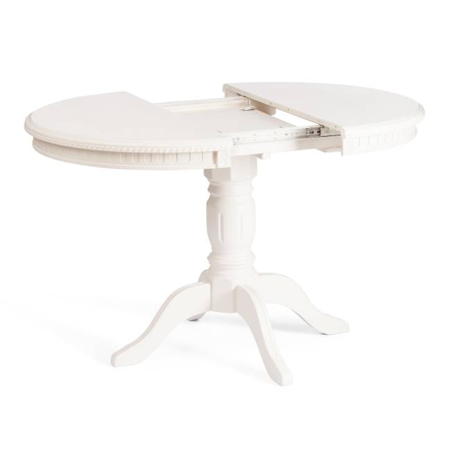 Стол STEFANO круглый бук, мдф, D90+30x77см, Ivory white Ivory white бук, мдф