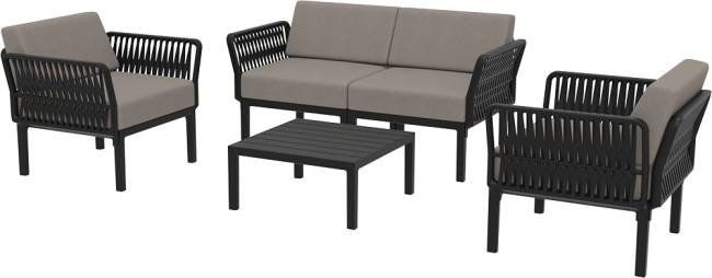 Комплект пластиковой мебели Portofino Lounge черный, светло-коричневый Комплект пластиковой мебели Portofino Lounge черный, светло-коричневый