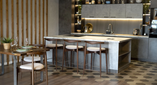 Стул Noble полубарный, массив бука - серый - бук светлый