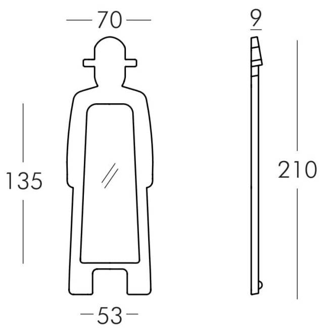 Зеркало напольное с подсветкой Mr. Gio Specchio Standard Lighting LED 700х90х2070 мм
