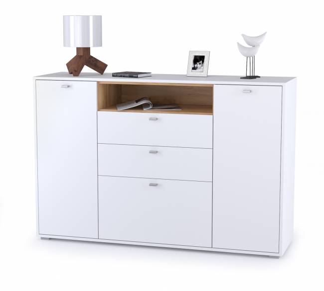 Комод Бэль в гостиную цвет дуб крафт золотой/белый премиум