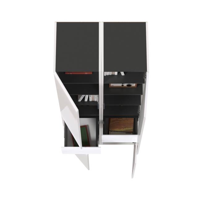 Два шкафа-пенала с выдвижным ящиком Сидней цвет белый/чёрный/МДФ белый глянец Два шкафа-пенала с выдвижным ящиком Сидней цвет белый/чёрный/МДФ белый глянец