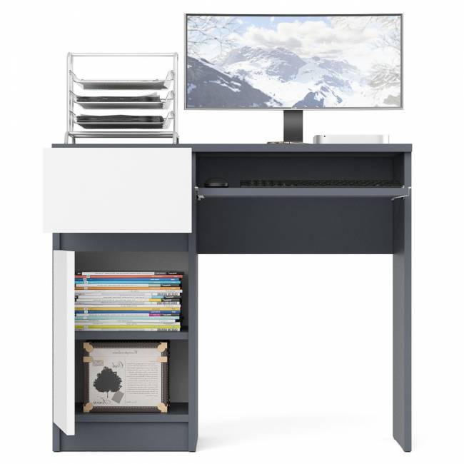 Стол компьютерный Мори МС-1 левый цвет графит/белый