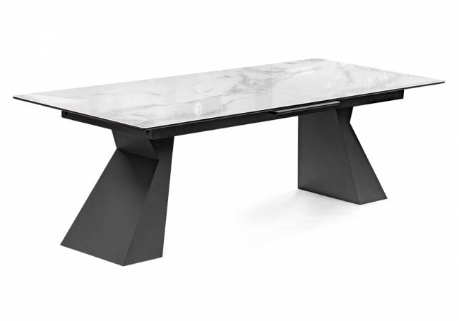 Денхольм 240(290)х100х75 белый мрамор / черный