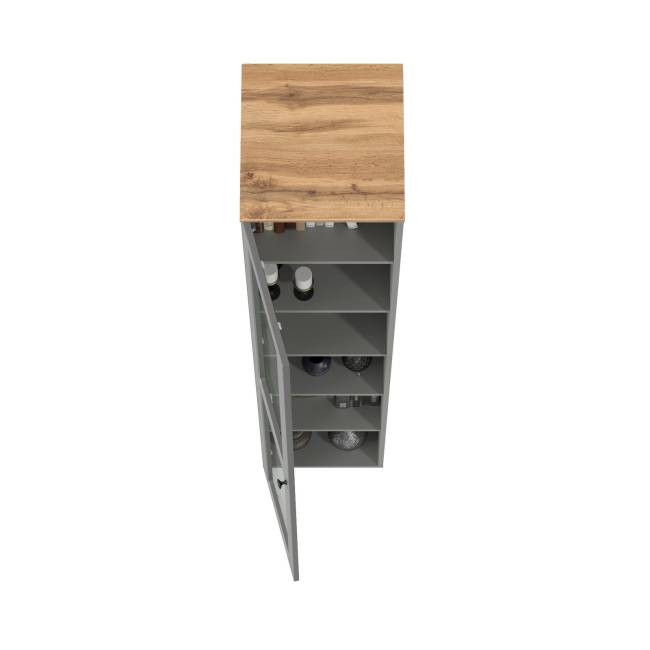 Пенал-витрина в гостиную Остин 16.394.03 цвет серый графит/дуб крафт золотой