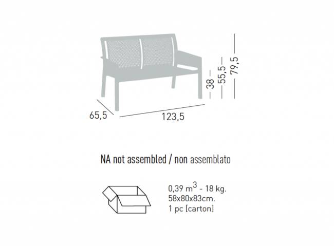Диван пластиковый Grand Minush 1235х655х795 мм Диван пластиковый Grand Minush 1235х655х795 мм
