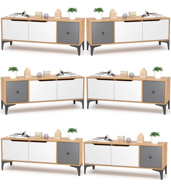 Тумба под ТВ Вайс 13.270.01 цвет дуб золотой/тёмно-серый/МДФ милк софт