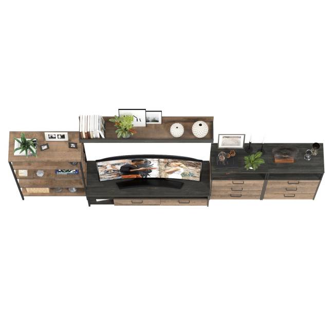 Индустриальная стенка для гостиной Трувор № 97 цвет дуб гранж песочный/интра Индустриальная стенка для гостиной Трувор № 97 цвет дуб гранж песочный/интра