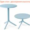 Стол пластиковый обеденный Spritz + Spritz Mini голубой Ø605х400-765 мм