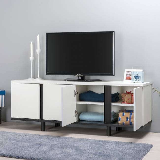 Тумба под ТВ Квадро 13.276 цвет белый шагрень/чёрный Тумба под ТВ Квадро 13.276 цвет белый шагрень/чёрный