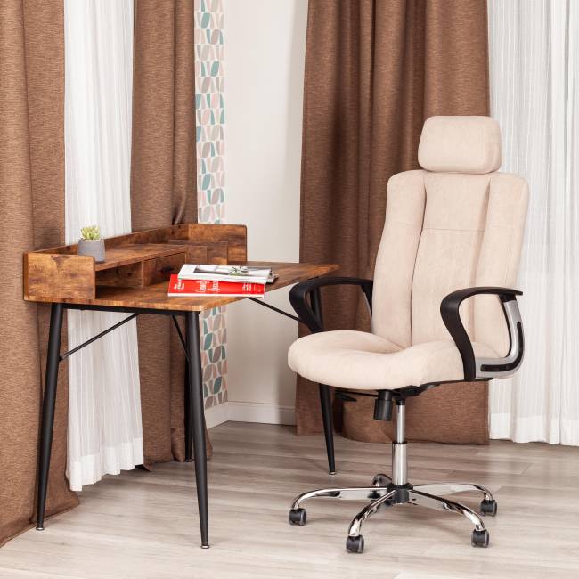 Кресло OXFORD хром флок , бежевый, 7 бежевый флок