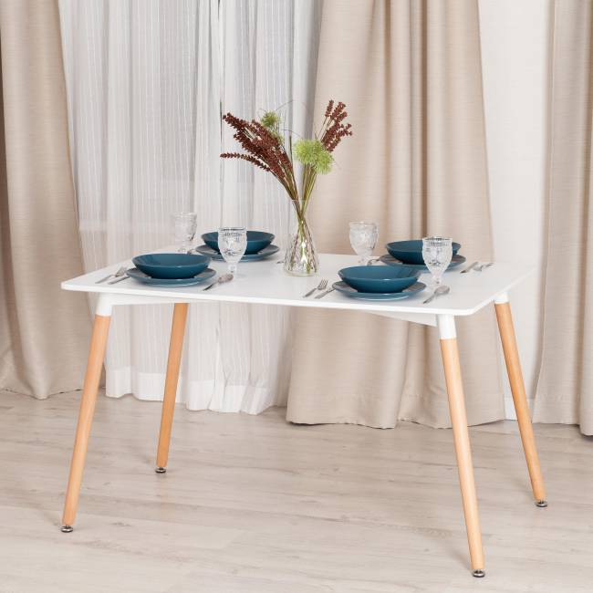 Стол Джон/John (мод.T1001) МДФ/дерево, 120х80х75см, белый/натуральный White (Белый) / Natural (натуральный) МДФ/дерево