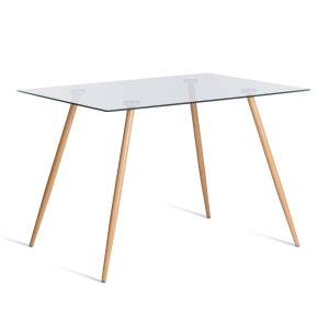 Стол SOPHIA (mod. 5003) металл/стекло (8мм), бук/прозрачный, 110 х 80 х 75 см бук/прозрачный металл/стекло (8мм)