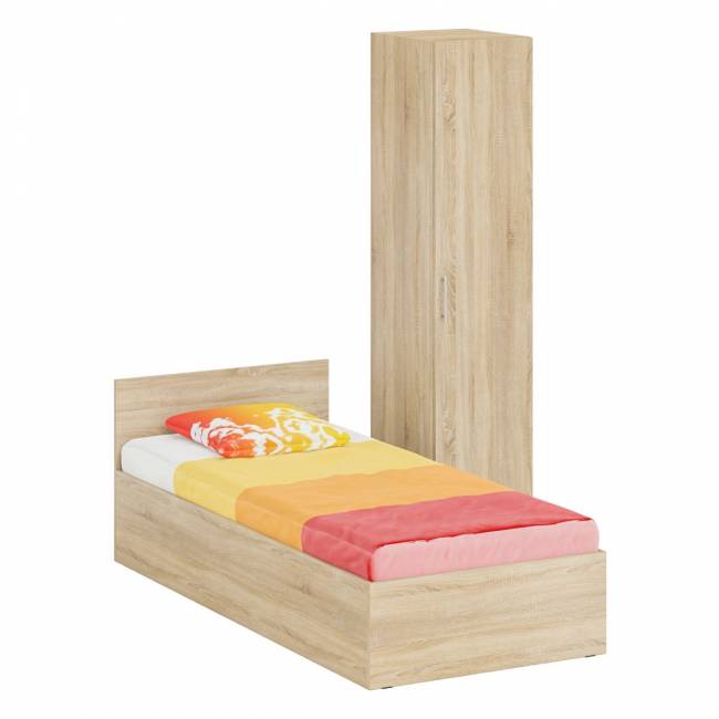 Кровать односпальная 900 с пеналом Стандарт цвет дуб сонома Кровать односпальная 900 с пеналом Стандарт цвет дуб сонома