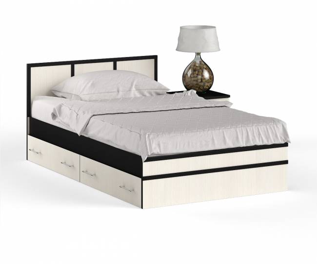 Кровать с ящиками 1200 с тумбой Сакура цвет венге/дуб лоредо