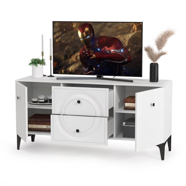 Тумба под ТВ Валенсия 16.45 цвет белый шагрень