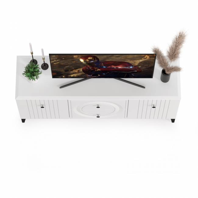 Тумба под ТВ Валенсия 16.45 цвет белый шагрень