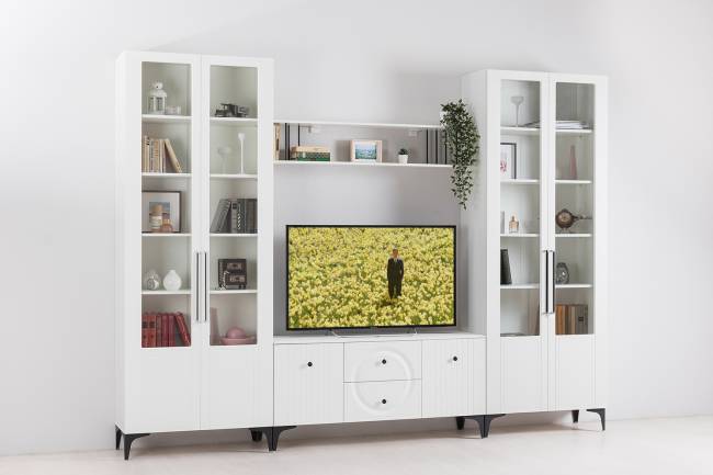 Тумба под ТВ Валенсия 16.45 цвет белый шагрень