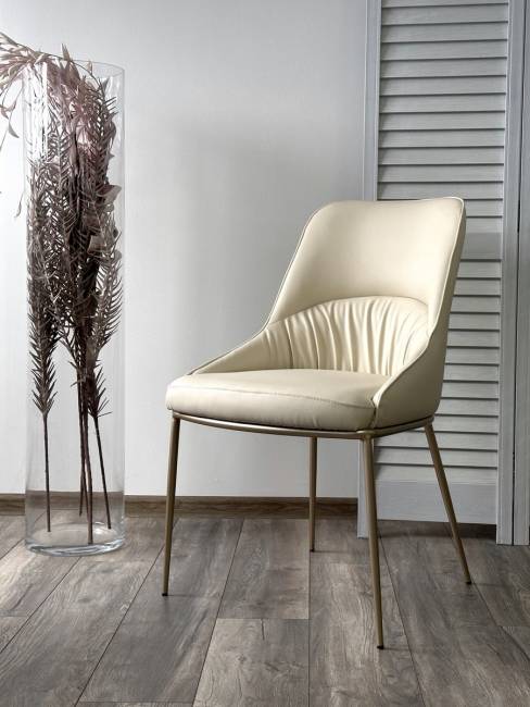 Стул АБРИОЛА (ABRIOLA) цвет МОЛОЧНЫЙ Milk T1-02, экокожа / шампань, ®DISAUR Стул АБРИОЛА (ABRIOLA) цвет МОЛОЧНЫЙ Milk T1-02, экокожа / шампань, ®DISAUR