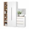 Комплект Муссон Шкаф + Стеллаж + Комод + Зеркало цвет белый/дуб эндгрейн элегантный Комплект Муссон Шкаф + Стеллаж + Комод + Зеркало цвет белый/дуб эндгрейн элегантный