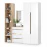 Комплект Муссон Шкаф + Стеллаж + Комод + Зеркало цвет белый/дуб эндгрейн элегантный Комплект Муссон Шкаф + Стеллаж + Комод + Зеркало цвет белый/дуб эндгрейн элегантный