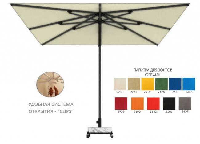 Зонт профессиональный 2х2 м Avocado Clips 2000х2000 мм