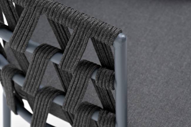 "Диего" стул плетеный из роупа, каркас из стали серый (RAL7022) муар, роуп темно-серый круглый, ткань темно-серая 027 "Диего" стул плетеный из роупа, каркас из стали серый (RAL7022) муар, роуп темно-серый круглый, ткань темно-серая 027