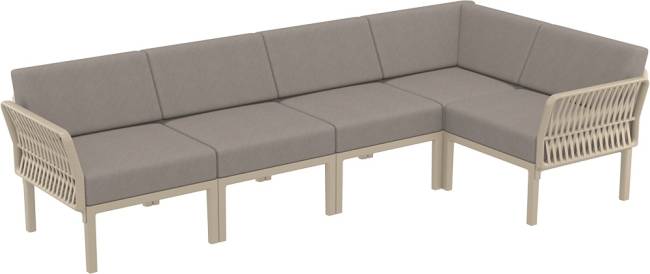 Комплект пластиковой мебели Portofino Lounge Corner бежевый, светло-коричневый Комплект пластиковой мебели Portofino Lounge Corner бежевый, светло-коричневый