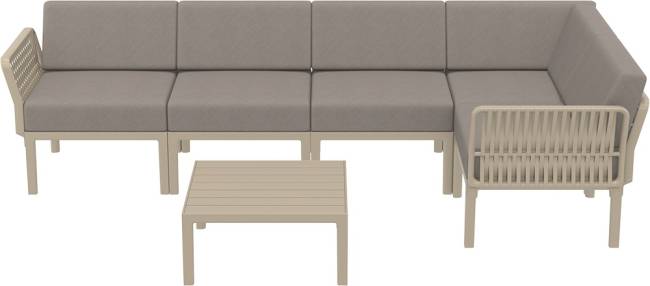 Комплект пластиковой мебели Portofino Lounge Corner бежевый, светло-коричневый Комплект пластиковой мебели Portofino Lounge Corner бежевый, светло-коричневый