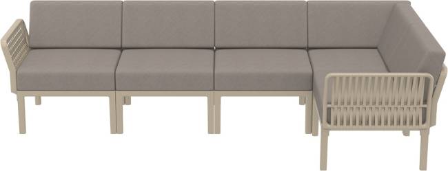 Комплект пластиковой мебели Portofino Lounge Corner бежевый, светло-коричневый Комплект пластиковой мебели Portofino Lounge Corner бежевый, светло-коричневый