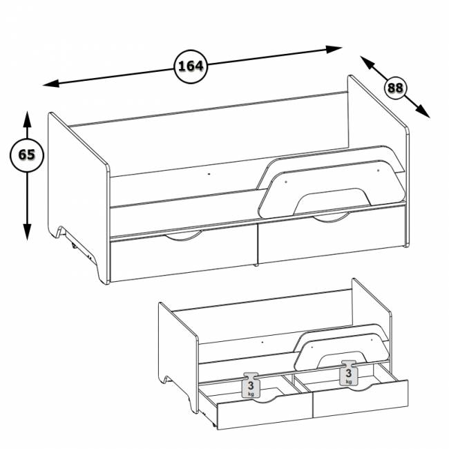 Кровать с ящиками Уна 11.22 цвет белый