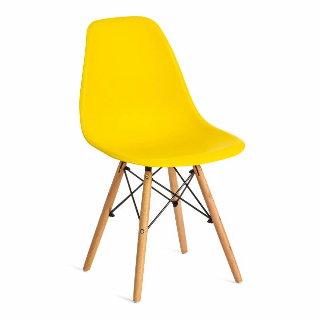 Стул CINDY (EAMES) (mod. 001) / 1 шт. в упаковке дерево бук/металл/сиденье пластик, 51x46x82.5см, желтый/yellow желтый/yellow дерево бук/металл/сиденье пластик