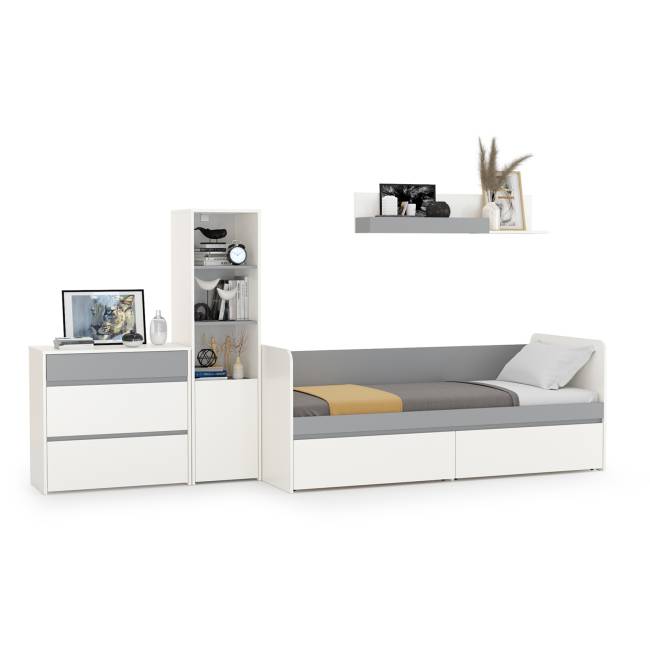 Мебель для детской Торонто № 22 цвет белый шагрень/стальной серый