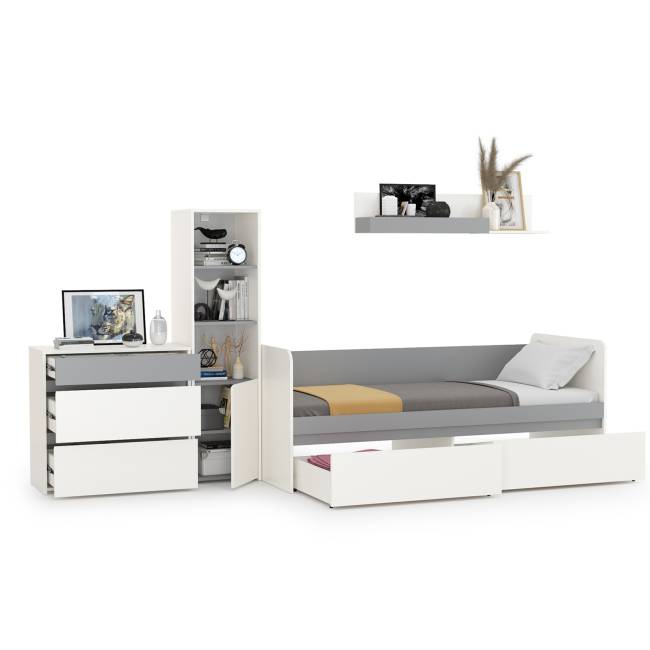 Мебель для детской Торонто № 22 цвет белый шагрень/стальной серый