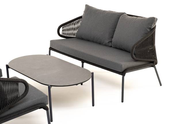"Милан" лаунж-зона 4-местная плетеная из роупа (веревки), каркас алюминиевый темно-серый, роуп темно-серый "Милан" лаунж-зона 4-местная плетеная из роупа (веревки), каркас алюминиевый темно-серый, роуп темно-серый