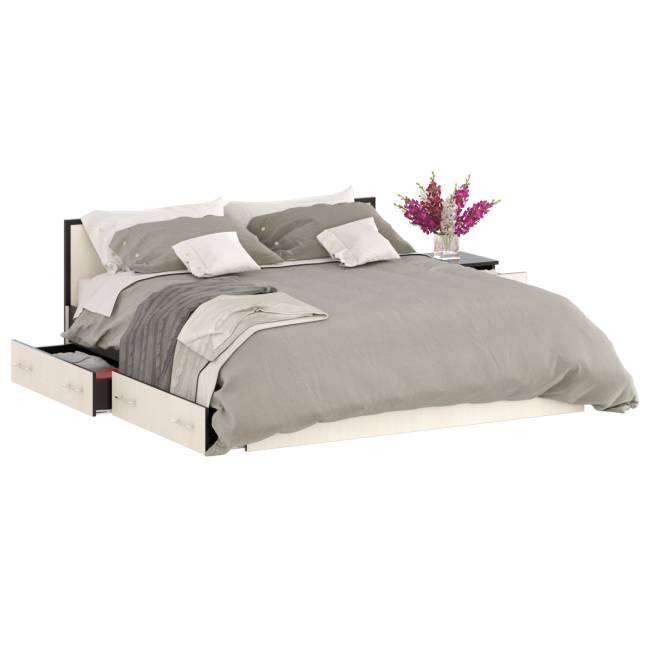 Кровать с ящиками 1800 с тумбой Сакура цвет венге/дуб лоредо Кровать с ящиками 1800 с тумбой Сакура цвет венге/дуб лоредо