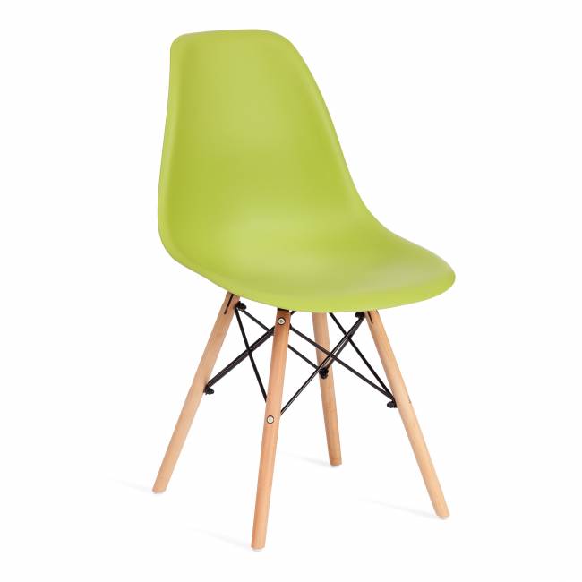 Стул CINDY (EAMES) (mod. 001) дерево бук/металл/сиденье пластик, 51x46x82см, оливковый 66012 (Комплект из 4 шт.) оливковый 66012 дерево бук/металл/сиденье пластик