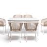"Малага" обеденная группа на 6 персон со стульями "Марсель", каркас белый, роуп бежевый