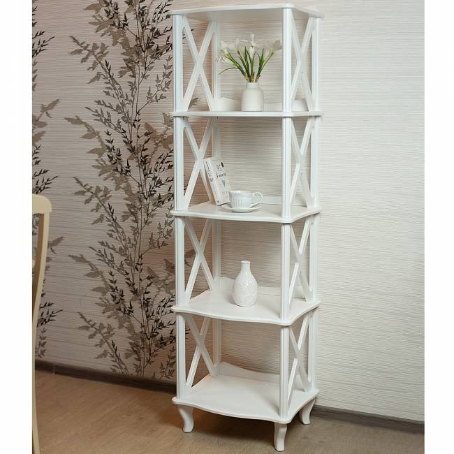 Этажерка-стеллаж Джульетта 4 уровня, молочный дуб Л